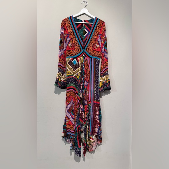 FREE PEOPLE MAXI DRESS WOMEN M Travel Vacation Boho Multicolor Button - Picture 16 of 16